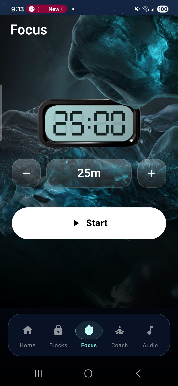 Meant for More focus timer screen